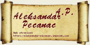 Aleksandar Pećanac vizit kartica
